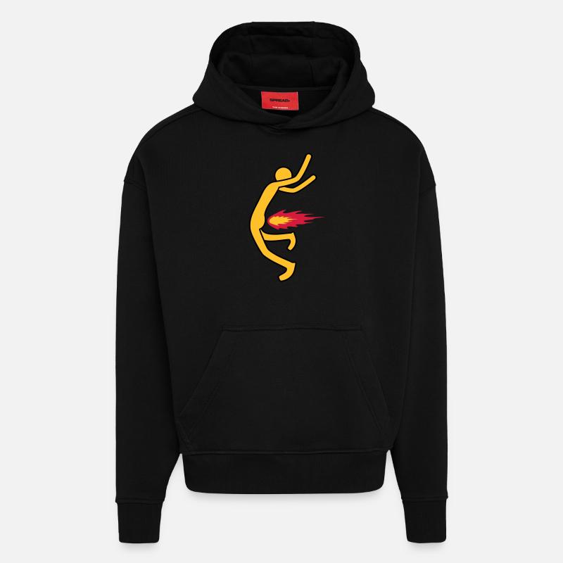 Fire Fart - Sweat à capuche bio épais oversize fabriqué en UE - SOLID BLACK