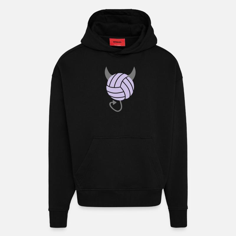Volleyball Devil - Sweat à capuche bio épais oversize fabriqué en UE - SOLID BLACK