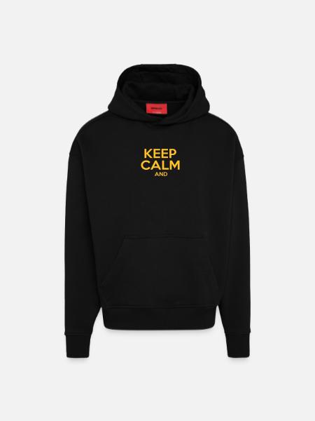 KEEP CALM AND - Sweat à capuche bio épais oversize fabriqué en UE - SOLID BLACK