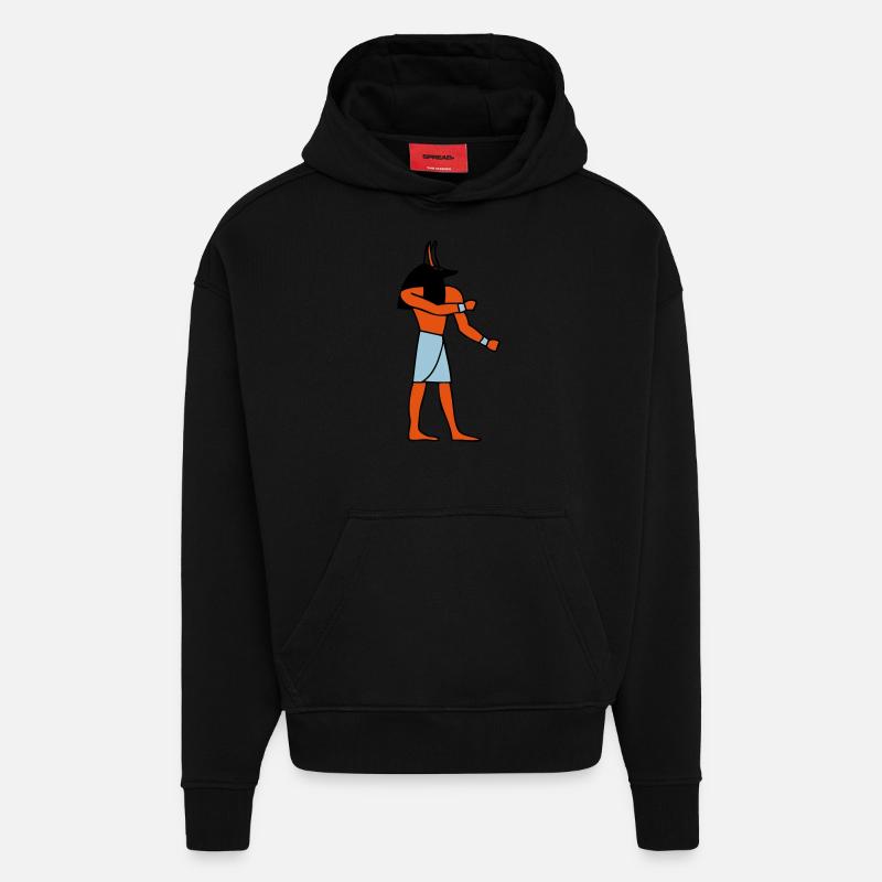 pharahon anubis - Sweat à capuche bio épais oversize fabriqué en UE - SOLID BLACK