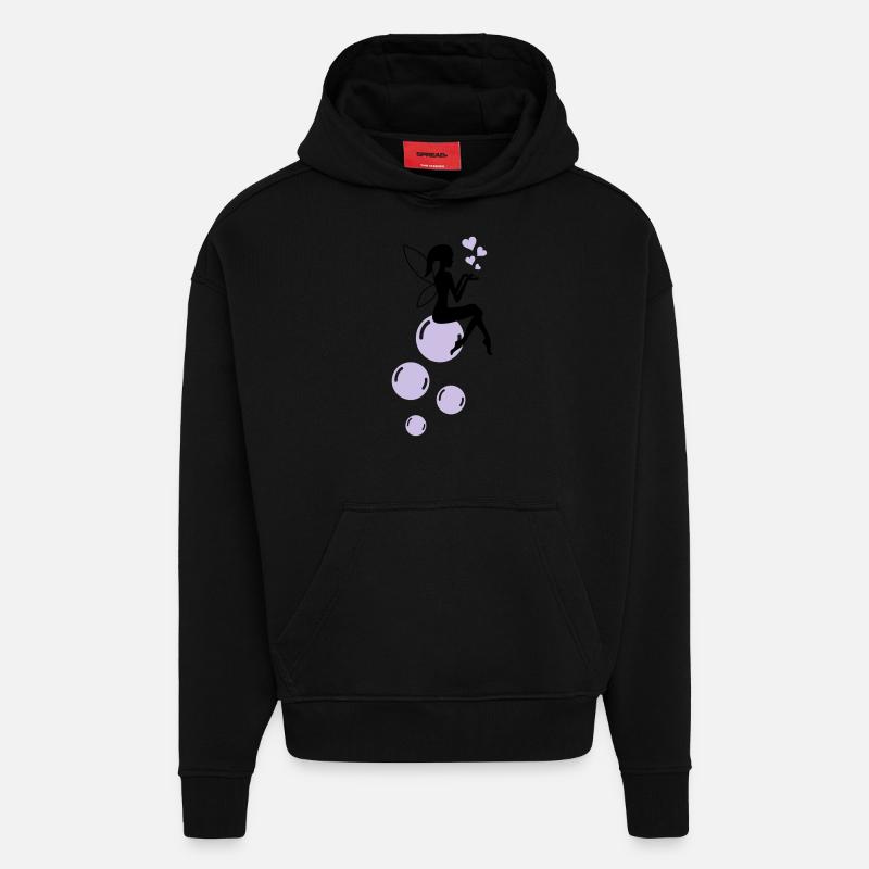 Fe sæbebobler 01 - Heavyweight oversized organic hoodie made in EU - SOLID BLACK