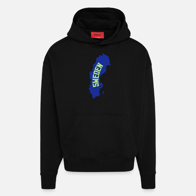 Suède contour Suède - Sweat à capuche bio épais oversize fabriqué en UE - SOLID BLACK