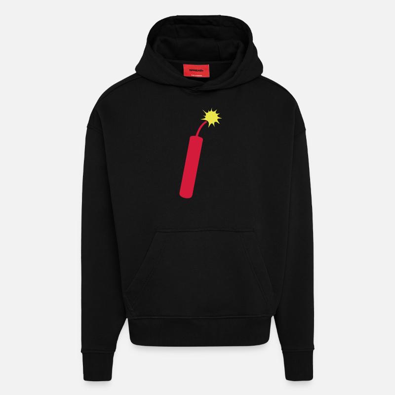 dynamite meche allume 1206 - Sweat à capuche bio épais oversize fabriqué en UE - SOLID BLACK