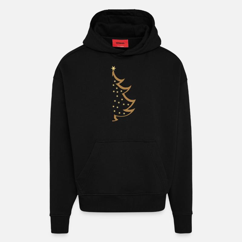 arbre de Noël 04 - Sweat à capuche bio épais oversize fabriqué en UE - SOLID BLACK