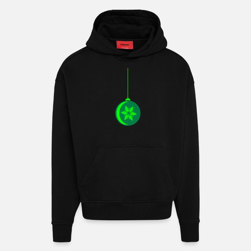 Boule de Noël étoile - Sweat à capuche bio épais oversize fabriqué en UE - SOLID BLACK