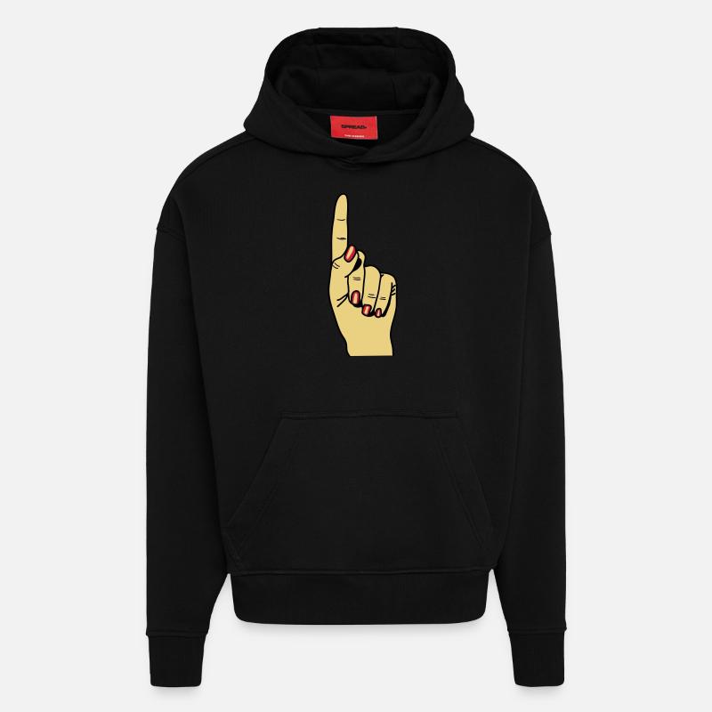 zeigefinger - Sweat à capuche bio épais oversize fabriqué en UE - SOLID BLACK