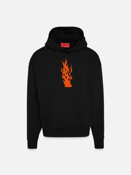 Flammen / flames (1c) - Hoodie- made by SPREAD  - SOLID BLACK
