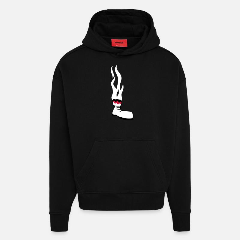 Burned Feet - Sweat à capuche bio épais oversize fabriqué en UE - SOLID BLACK