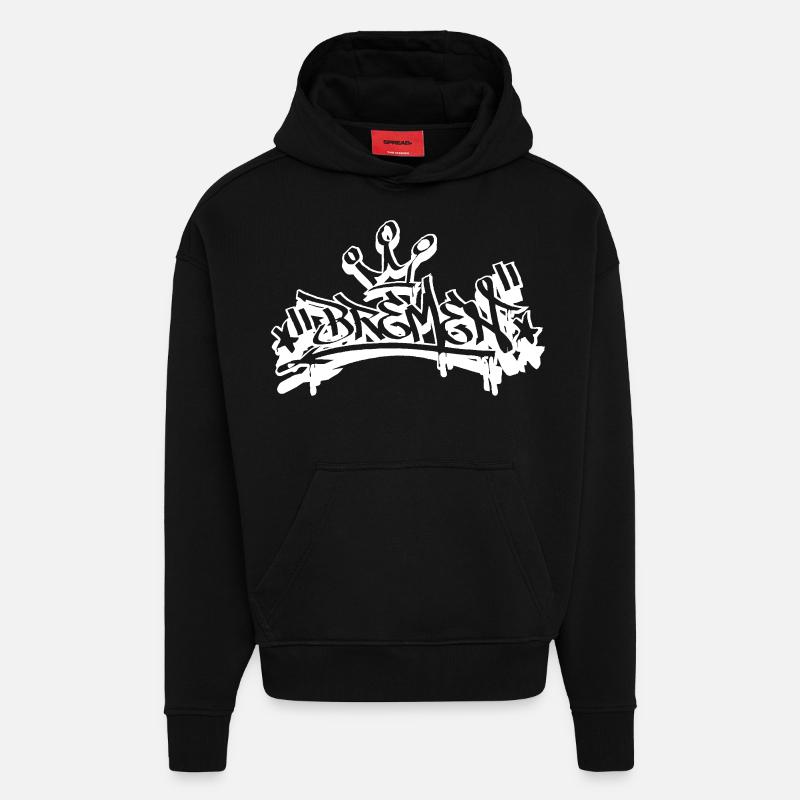 bremen - Sweat à capuche bio épais oversize fabriqué en UE - SOLID BLACK