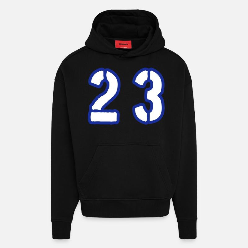 23 Symbole numérique - Sweat à capuche bio épais oversize fabriqué en UE - SOLID BLACK