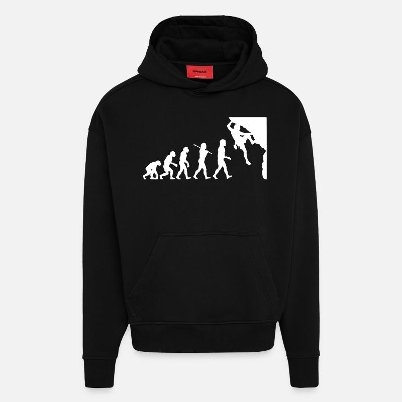 Rock Climbing Evolution - Sweat à capuche bio épais oversize fabriqué en UE - SOLID BLACK