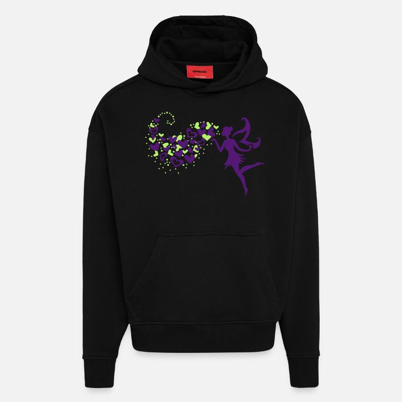 Amour féerique - Sweat à capuche bio épais oversize fabriqué en UE - SOLID BLACK