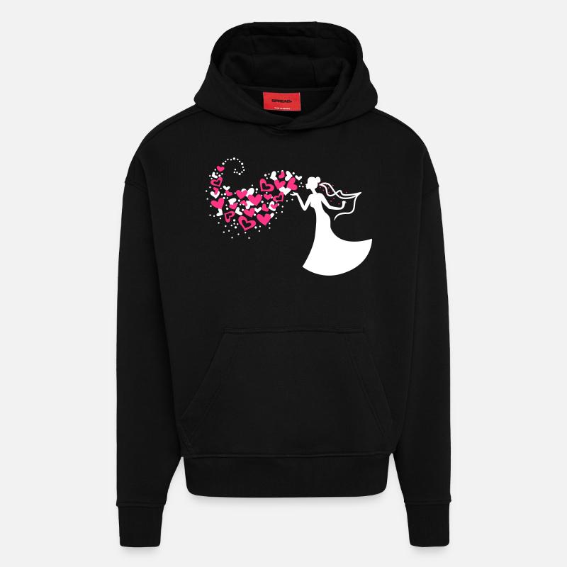 Bride with heart cloud - Hoodie- made by SPREAD  - SOLID BLACK