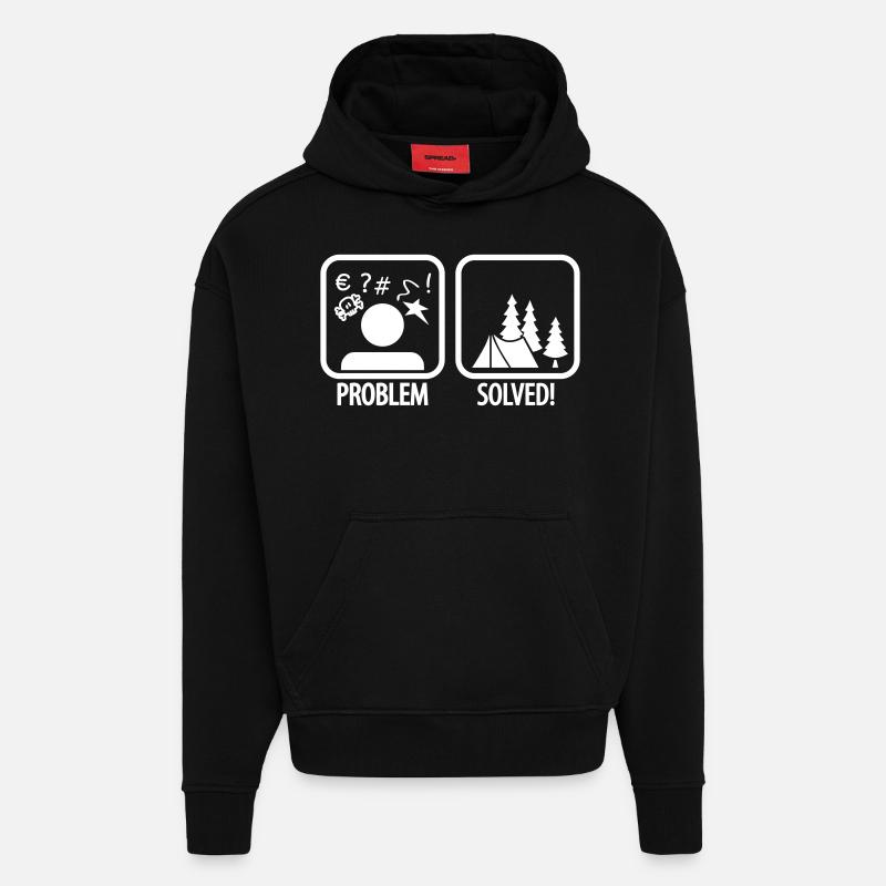 problem solved - camping - Hoodie- made by SPREAD  - SOLID BLACK