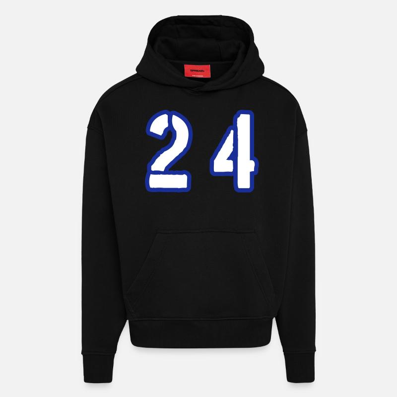 24 Symbole numérique - Sweat à capuche bio épais oversize fabriqué en UE - SOLID BLACK