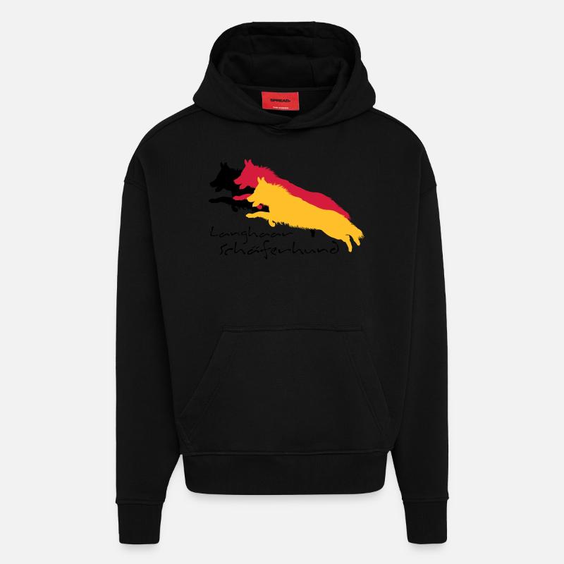 Langhaar schäferhund - Hoodie- made by SPREAD  - SOLID BLACK