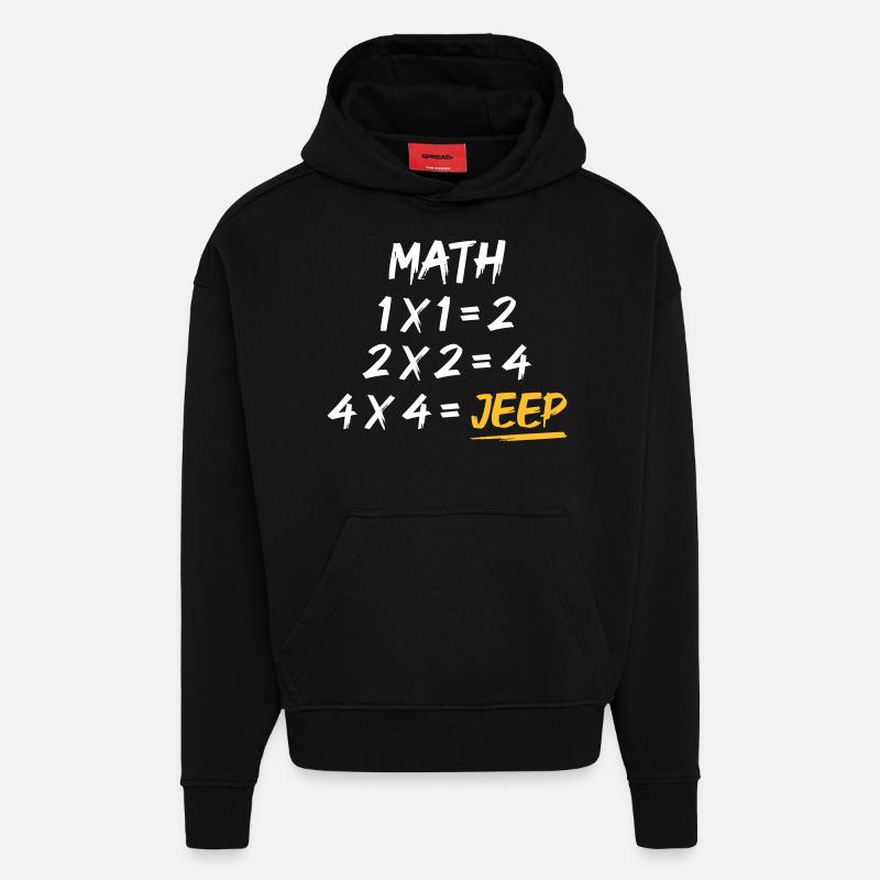 Math 4x4 Jeeps - Sweat à capuche bio épais oversize fabriqué en UE - SOLID BLACK