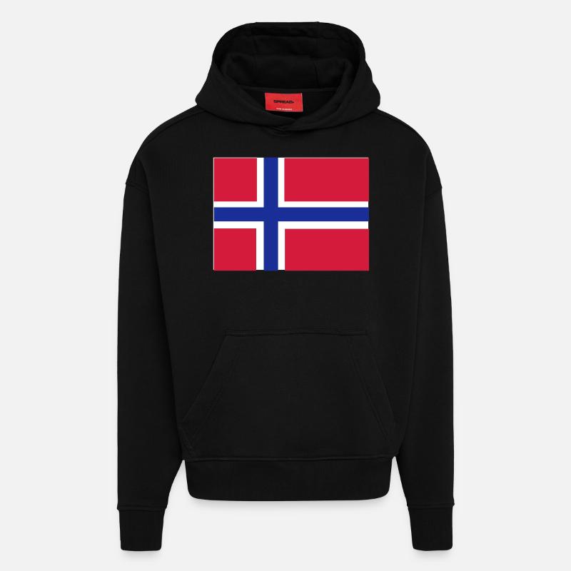 NORGE - Sweat à capuche bio épais oversize fabriqué en UE - SOLID BLACK