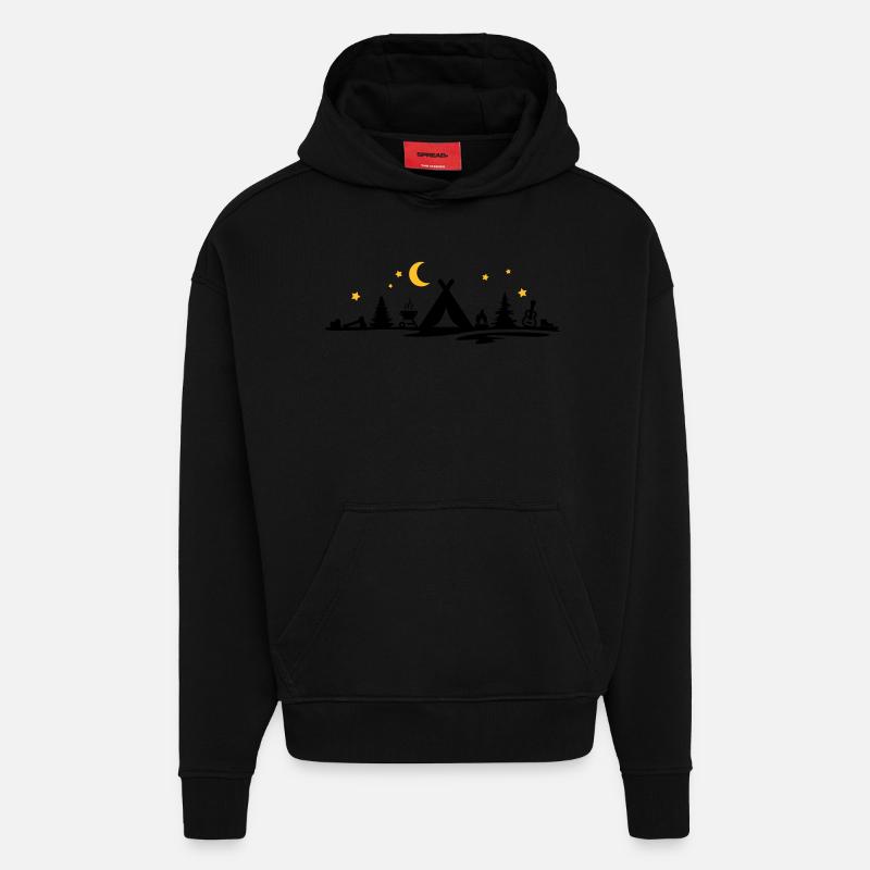 Freizeit - Camping Zelten Mond - Hoodie- made by SPREAD - SOLID BLACK