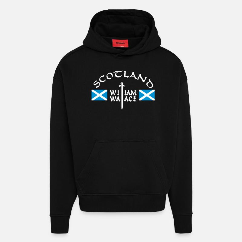 Ecosse William Wallace - Sweat à capuche bio épais oversize fabriqué en UE - SOLID BLACK