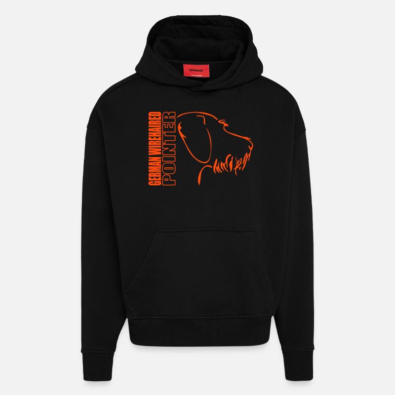 GERMAN WIREHAIRED POINTER PROFIL - Hoodie- made by SPREAD  - SOLID BLACK