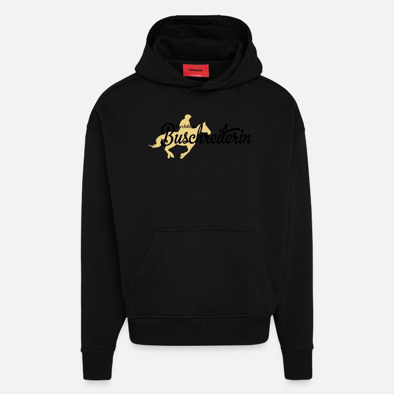 monter à cheval - Sweat à capuche bio épais oversize fabriqué en UE - SOLID BLACK