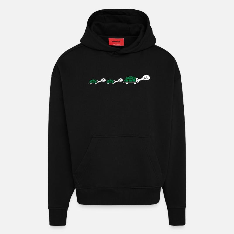 Cute Turtle Family - Sweat à capuche bio épais oversize fabriqué en UE - SOLID BLACK