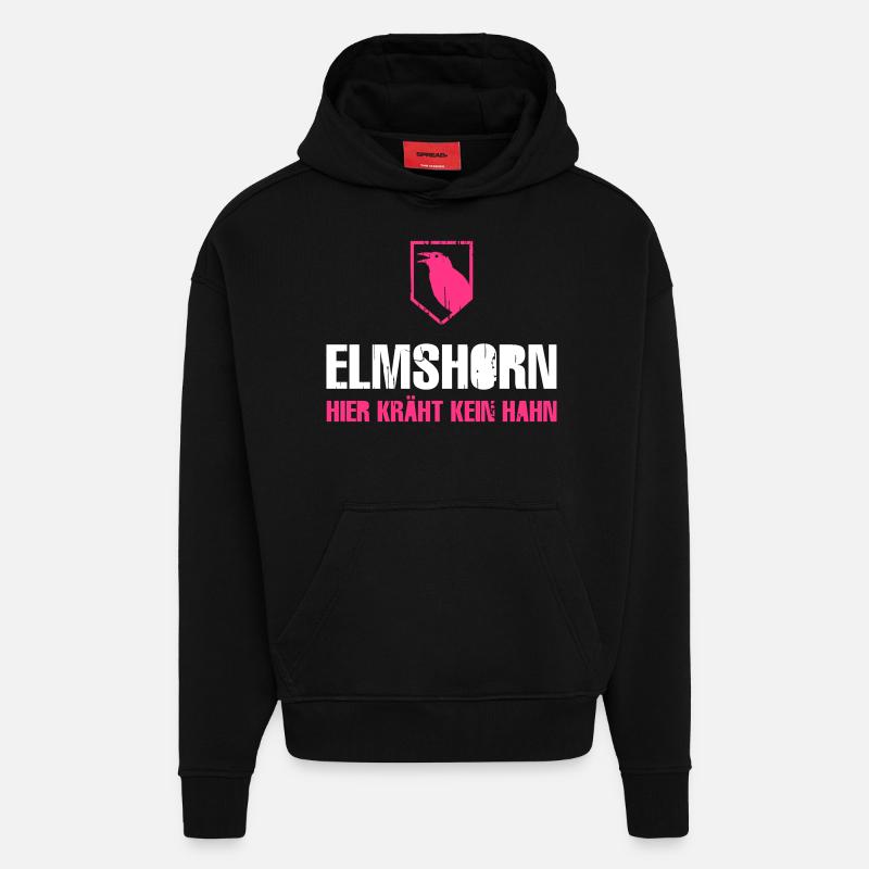 Elmshorn Krähe grau-weiß - Hoodie- made by SPREAD  - SOLID BLACK