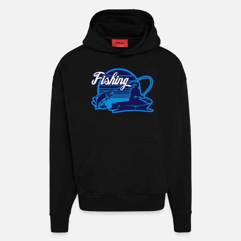 fishing - Sweat à capuche bio épais oversize fabriqué en UE - SOLID BLACK