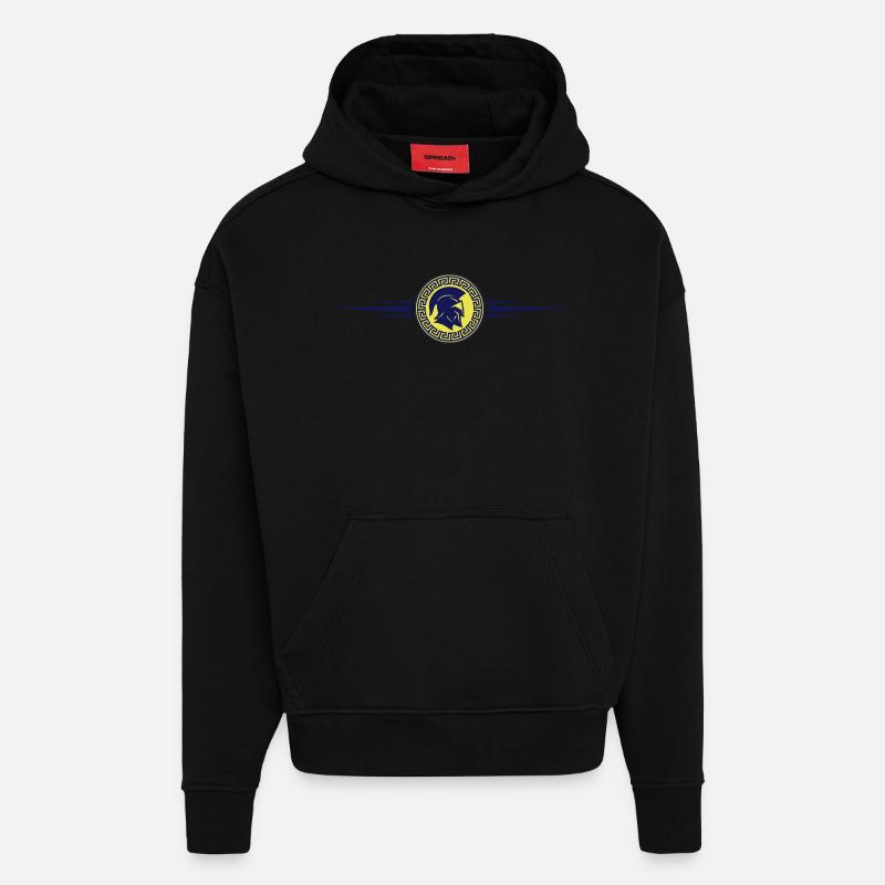 Casque spartiate Gladiateur symbole - Sweat à capuche bio épais oversize fabriqué en UE - SOLID BLACK