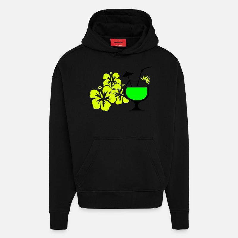 hawaii blumen - Hoodie- made by SPREAD  - SOLID BLACK