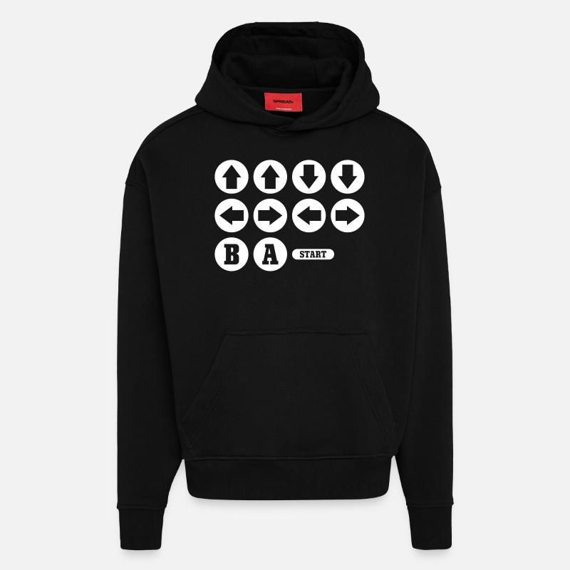 Cheat Code Jeu vidéo - Sweat à capuche bio épais oversize fabriqué en UE - SOLID BLACK