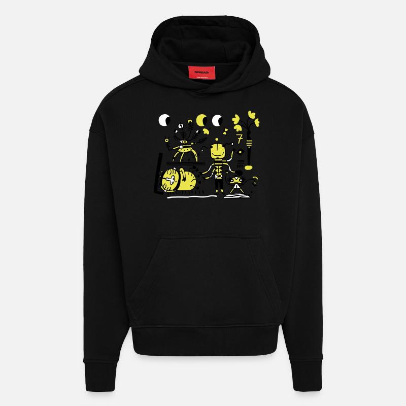 univers - Sweat à capuche bio épais oversize fabriqué en UE - SOLID BLACK