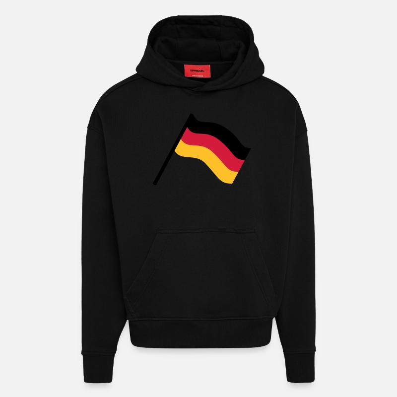 Drapeau de l'Allemagne - Sweat à capuche bio épais oversize fabriqué en UE - SOLID BLACK