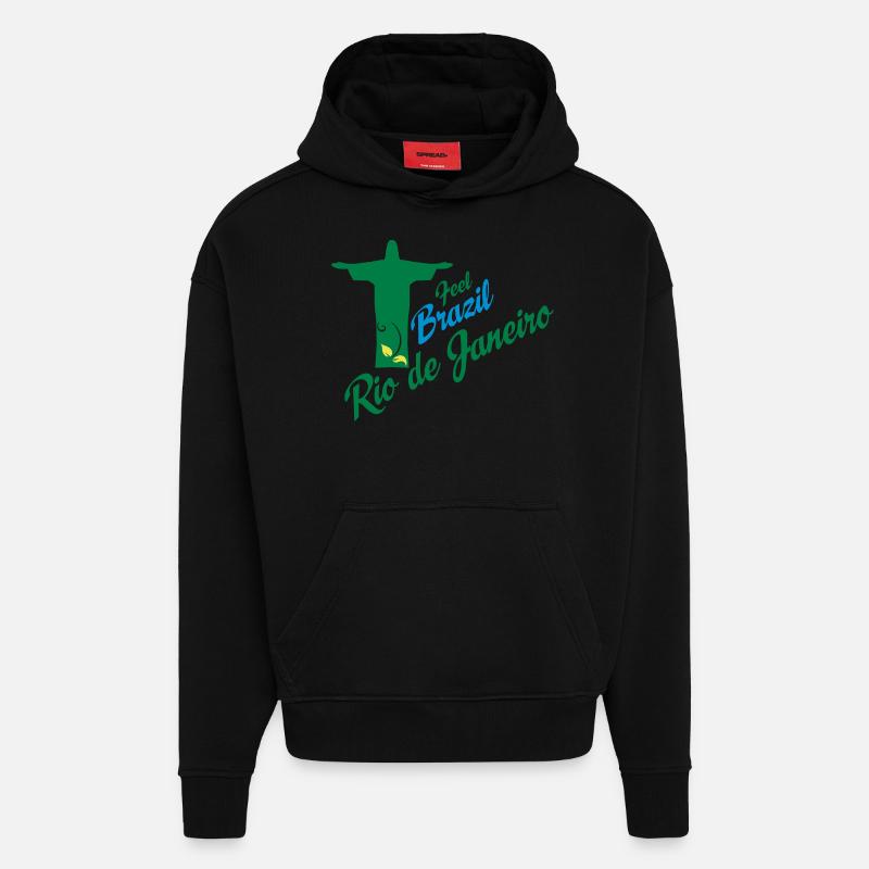 rio - Sweat à capuche bio épais oversize fabriqué en UE - SOLID BLACK