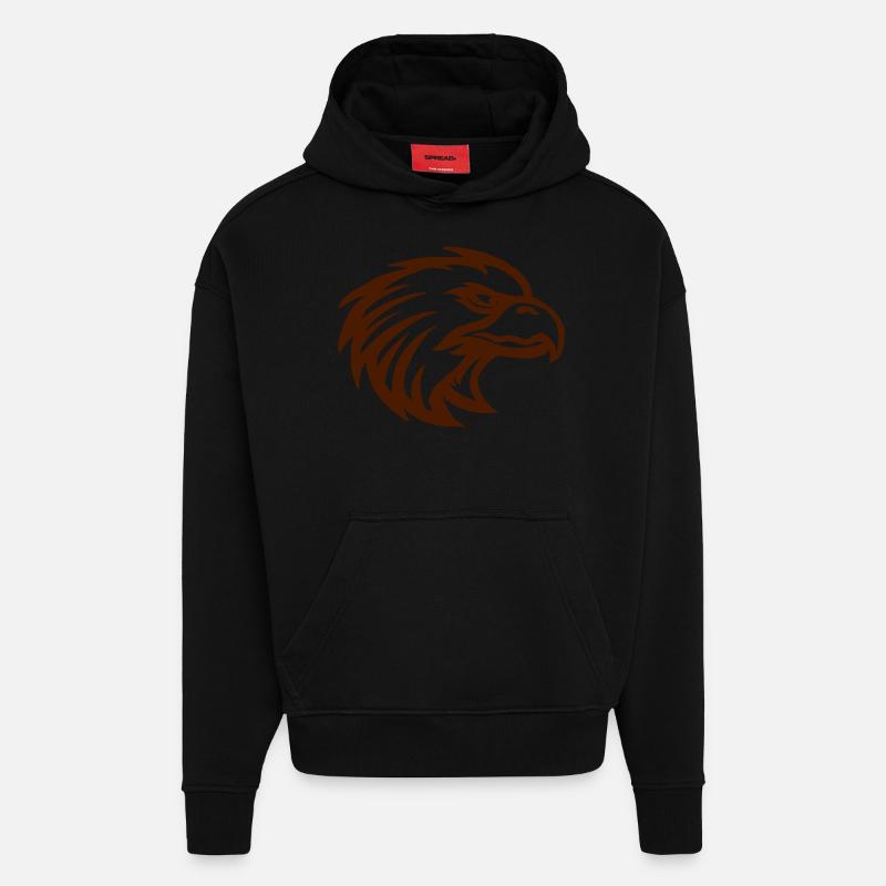 eagle03 - Sweat à capuche bio épais oversize fabriqué en UE - SOLID BLACK
