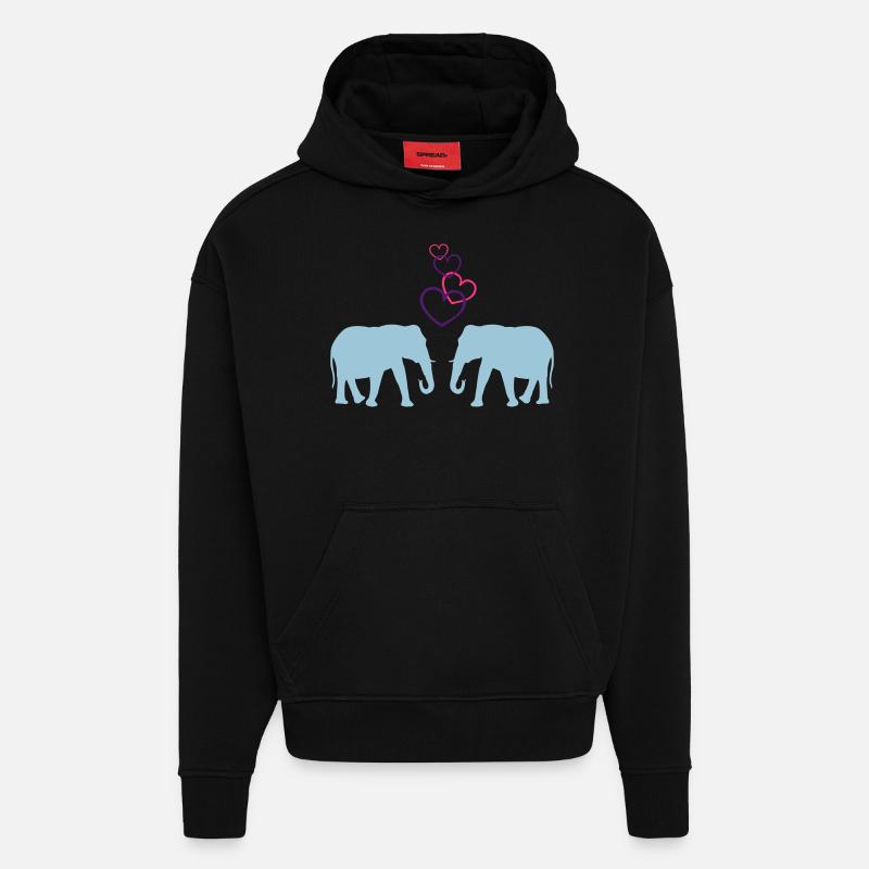 elefanten love 02 - Hoodie- made by SPREAD  - SOLID BLACK