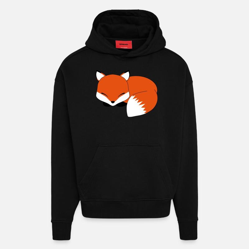 fox Sleeping - Sweat à capuche bio épais oversize fabriqué en UE - SOLID BLACK