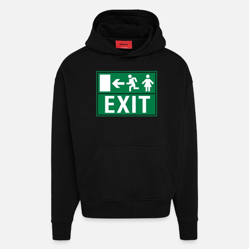 EXIT (NOTAUSGANG) - Hoodie- made by SPREAD  - SOLID BLACK