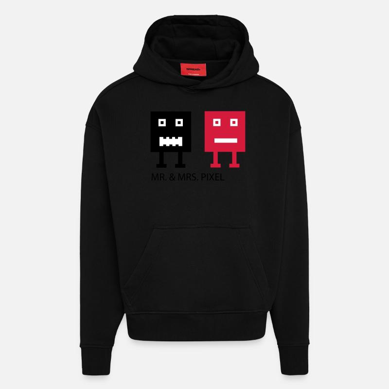 Mr & Mrs Pixel - Sweat à capuche bio épais oversize fabriqué en UE - SOLID BLACK