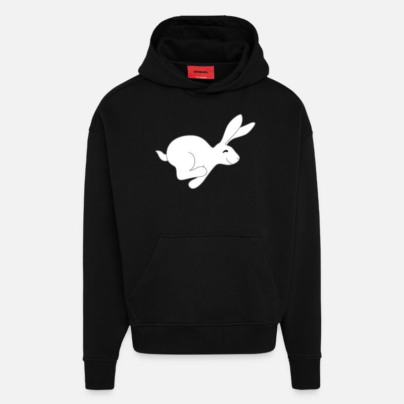plus rapide lièvre - Sweat à capuche bio épais oversize fabriqué en UE - SOLID BLACK
