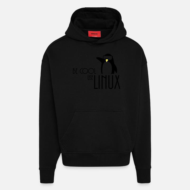 be cool use linux - Hoodie- made by SPREAD  - SOLID BLACK