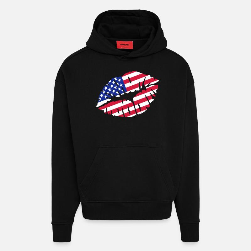 Etats-Unis - Sweat à capuche bio épais oversize fabriqué en UE - SOLID BLACK