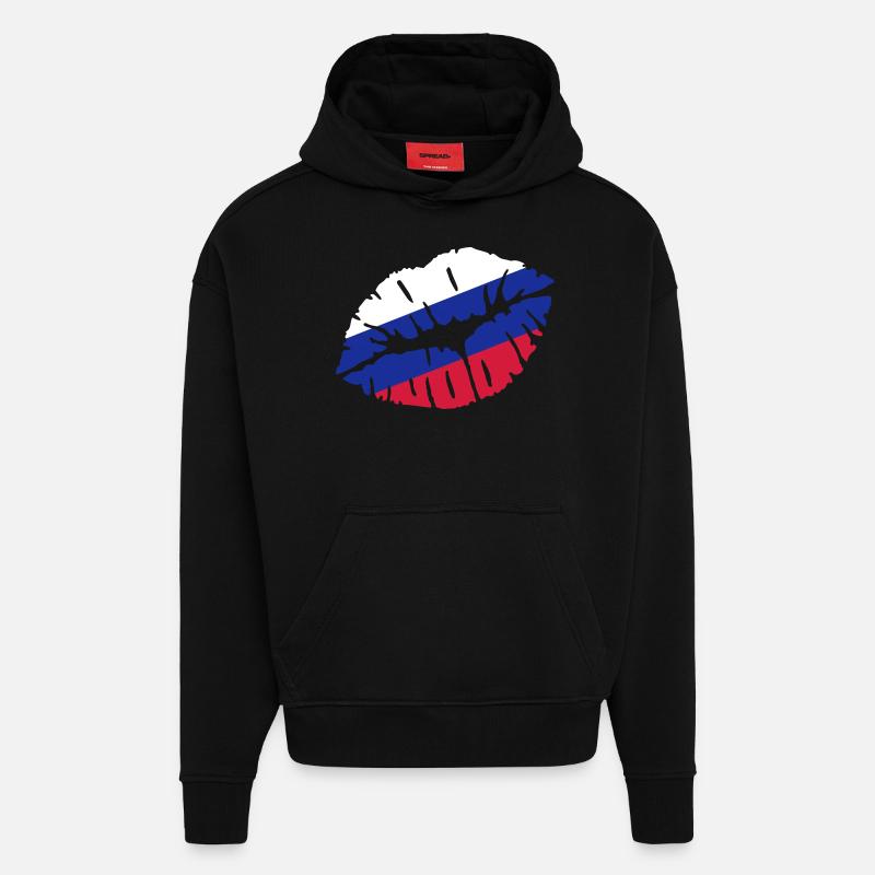 Russie - Sweat à capuche bio épais oversize fabriqué en UE - SOLID BLACK