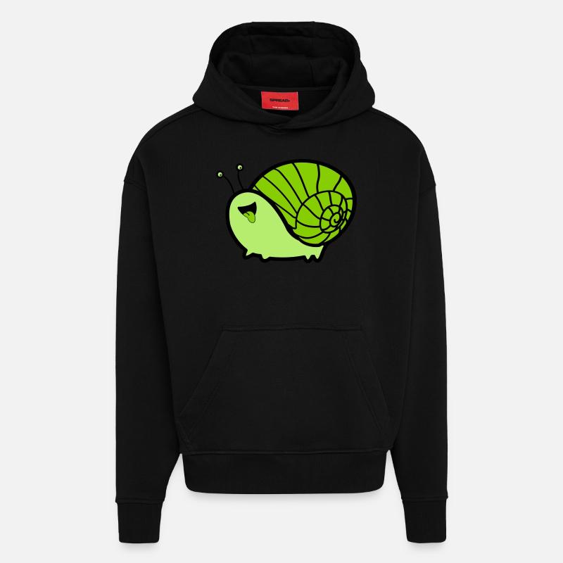 Bande dessinée d’escargot - Sweat à capuche bio épais oversize fabriqué en UE - SOLID BLACK