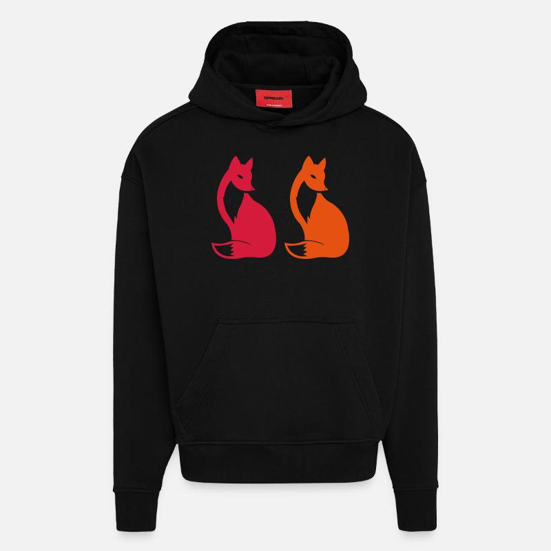 Renard 2 - Sweat à capuche bio épais oversize fabriqué en UE - SOLID BLACK