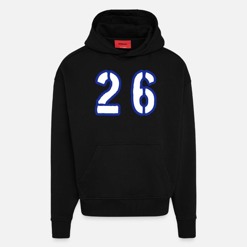 26 Symbole numérique - Sweat à capuche bio épais oversize fabriqué en UE - SOLID BLACK