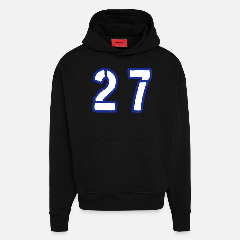 27 Symbole numérique - Sweat à capuche bio épais oversize fabriqué en UE - SOLID BLACK