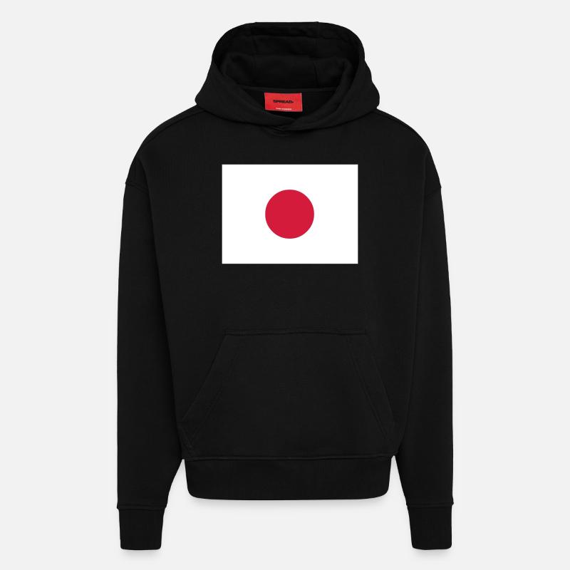 drapeau japonnais - Sweat à capuche bio épais oversize fabriqué en UE - SOLID BLACK