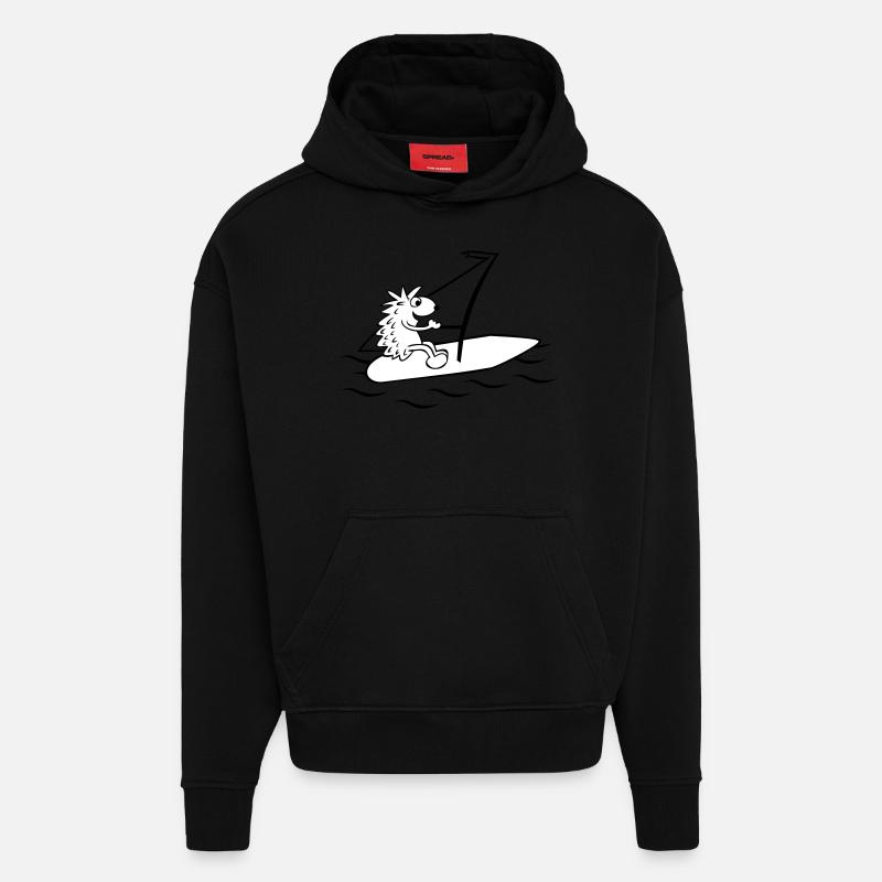 Surf hérisson - Sweat à capuche bio épais oversize fabriqué en UE - SOLID BLACK